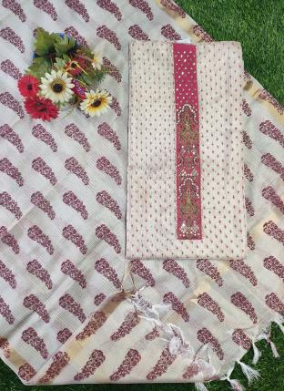 Beige Kota Doriya Traditional Wear Sequins Work Salwar Suit